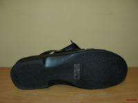 BFS01~CLARKS Black Woven Plain & Patent Leather Comfort Slide Sandals 