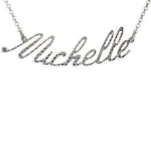 Sterling Silver MICHELLE Name Pendant 16 in. Cable Chain Necklace (w 