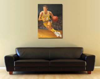 Jerry West   Los Angeles Lakers Canvas Oil Art Painting  