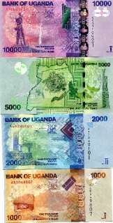 uganda shilings set 4 pcs bank of uganda 2010 1000sh 2000sh 5000sh 