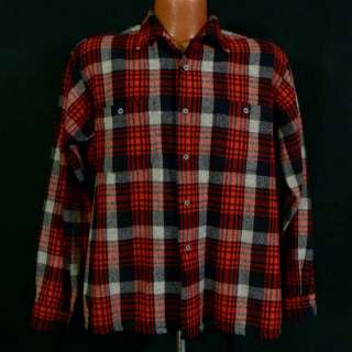 VTG 60s Red Black Plaid Wool Lumberjack Shirt Mens M  