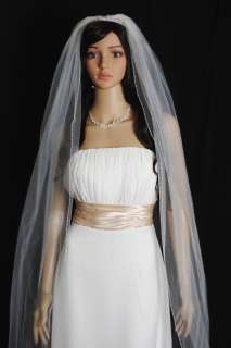 1T Diamond White Beaded Crystal Cathedral Wedding Veil  