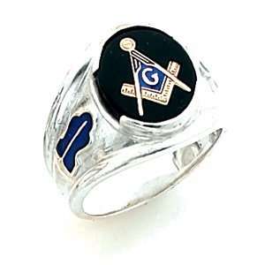  Oval Blue Lodge Ring   Sterling Silver: Jewelry