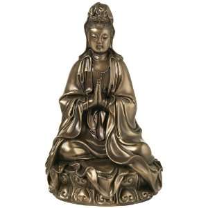  Praying Buddha Golden Bronze Sculpture