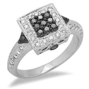    White & Black Diamond Ring in White Gold Avianne & Co Jewelry