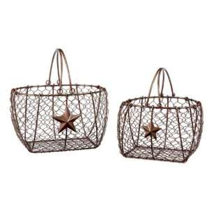   : Set of 2 Decorative Chicken Wire Baskets with Stars: Home & Kitchen