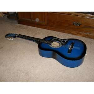  Vintage Jet Metalic Blue Acoustic Parlor Student Guitar 