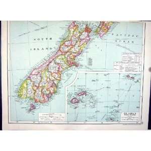  Cassell Antique Map 1920 New Zealand Fiji Samoa Africa 