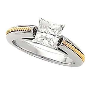 14K Two Tone Gold Diamond Engagement Ring Mounting   CENTER STONE NOT 