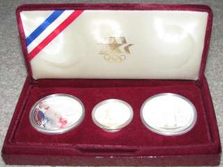1984 US Mint Los Angeles Olympic Gold Silver Coin Set  