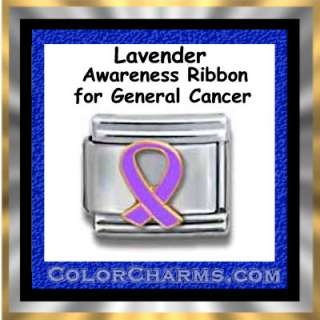 LAVENDER AWARENESS RIBBON for GENERAL CANCER 9mm Charm  