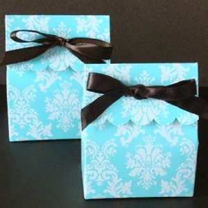  Turquoise Damask Scalloped Favor Bag: Health & Personal 