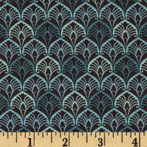  44 Wide Brooklyn Heights Scallops Brown/Turquoise Fabric 