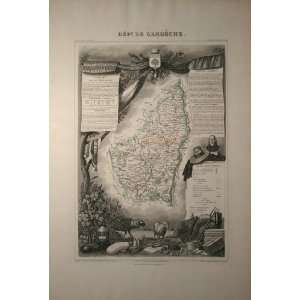  Antique Map of France, Rhone Alps 1847: Home & Kitchen