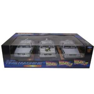 Back To The Future 1, 2, 3 Trilogy Set Delorean Time Machine 1/24 by 