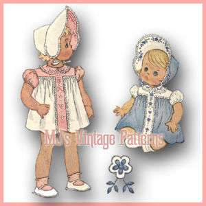 Vintage Baby Bonnet & Dress Pattern ~ size 6 mos  