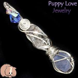 PUPPYLOVE Phenacite & Rough Sapphire Crystal Wire Wrap Pendant in 