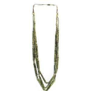    Three Strand Ethnic Style Tubular Design Long Necklace: Jewelry