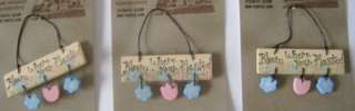 MINI WOOD SIGNS WITH WIRE HANGERS~CRAFT SUPPLIES  