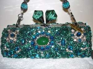   Time Green Blue Acqua Turquoise Bag Handbag Purse Beaded NEW  
