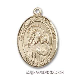  Our Lady of Good Counsel Medium 14kt Gold Medal: Jewelry