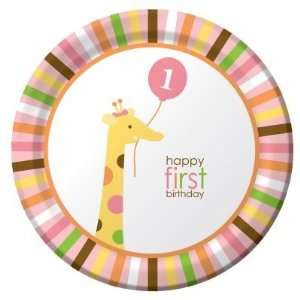  Sweet Safari Pink 1st Birthday Dinner Plates: Toys & Games