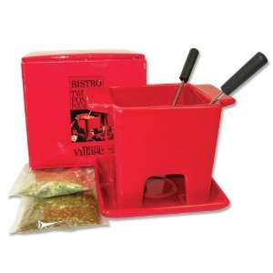  Gourmet du Village Cheese Fondue Maker for Two Cranberry 