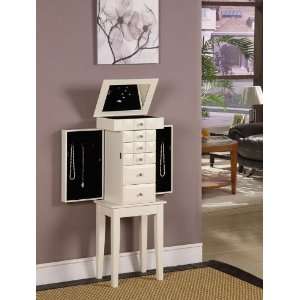  Jewelry Armoire with Pyramid Design Front in White Finish 