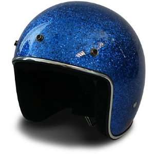 HCI 10 Blue Glitter Open Face Motorcycle / Scooter Helmet with Bubble 