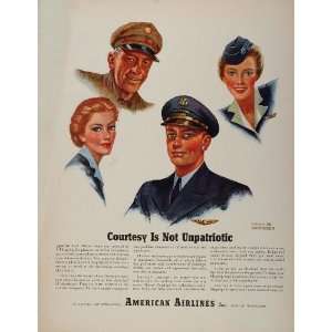  1944 WWII Ad American Airlines Maria de Kammerer WW2 