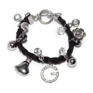  G by GUESS Bling G And Charms Friendship Bracelet, BLACK 
