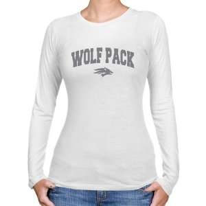 Nevada Wolf Pack Ladies White Logo Arch Long Sleeve Slim 