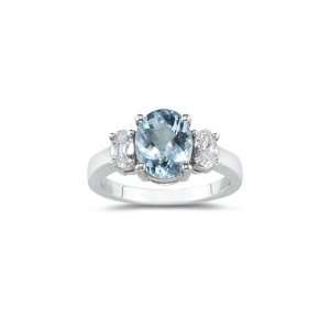  1.00 Ct White Sapphire & 0.75 Cts Aquamarine Ring in 18K 