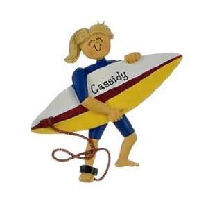  Personalized Surfer   Female Christmas Ornament: Home 