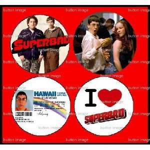  Set of 4 Superbad Pinback Buttons Pins Movie: Everything 