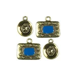   4pc Rectangle Charm Gold   Jewelry Basics Charm Arts, Crafts & Sewing