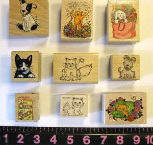 Dog and Cat Wood Mounted Rubber Stamps   You Choose  