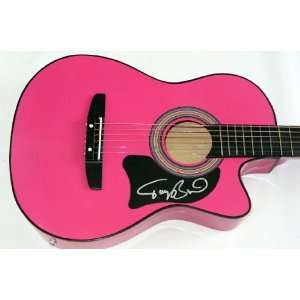 Tracy Byrd Autographed Signed Pink Guitar Dual Cert JSA
