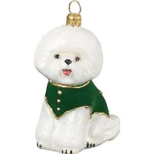   Collectibes   Bichon Frise with Green Velvet Jacket