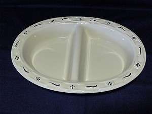 Longaberger Woven Traditions Classic Blue Divided Serving Dish  