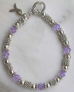   Silver & swarovski crystal Pancreatic Cancer awareness Bracelet