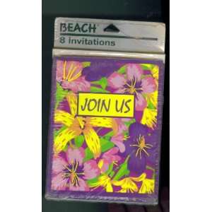BEACH INVITATIONS. JOIN US. 8 INVITATIONS & ENVELOPES. ORCHID DESIGN 