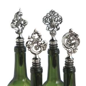  Brass Fleur De Lis Bottle Stopper 4 Assorted Set of 8 
