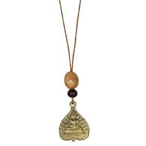    Buddhist Medallion & Fossil Coral Mala Bead Amulet 