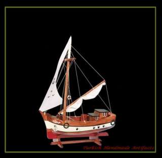 HANDMADE Wooden TAKA Blacksea Vessel Sailboat Ship Model (L7.5” x H 