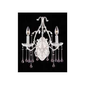  2 Light Wall Bracket In Antique White And Rose Crystal 