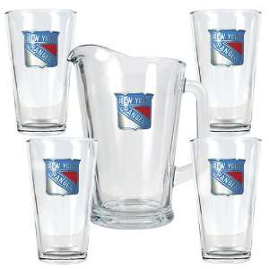   York Rangers NHL 4pc Pint Ale Glass & 60oz Pitcher Set   Primary Logo