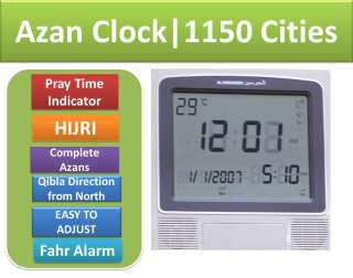 Complete Azan Wall Table Clock Hijir Date Qibla Direct  