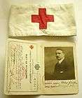 b787 Romania Kingdom 1916 RED CROSS ARM BAND & LICENSE WWI