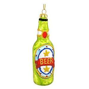  Green Beer Bottle Glass Ornament: Home & Kitchen